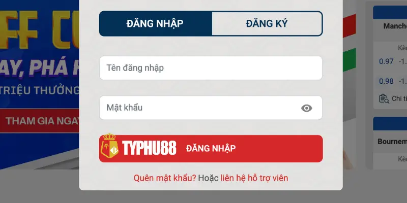 Quy trình Đăng Nhập typhu88 đơn giản