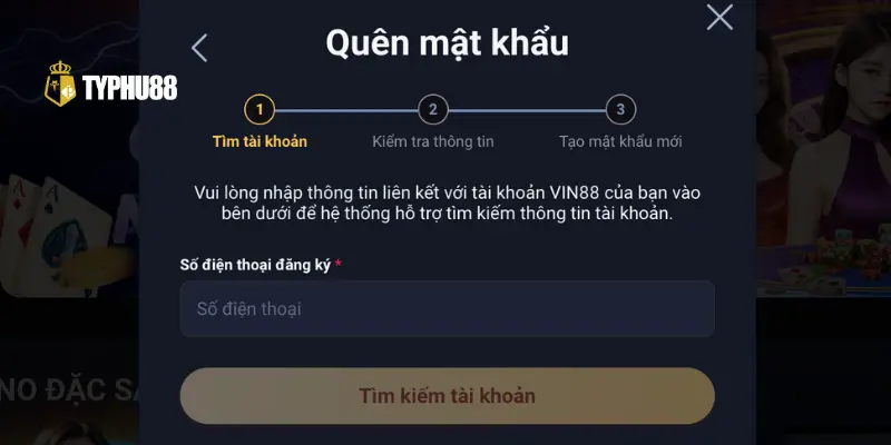 Chi tiết về quy trình khôi phục khi quên mật khẩu Typhu88Chi tiết về quy trình khôi phục khi quên mật khẩu Typhu88